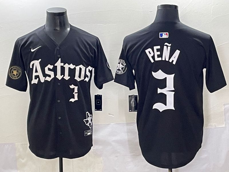 Men 2025 Houston Astros 3 Pena Black Five generations Joint Name Nike MLB Jersey style 19